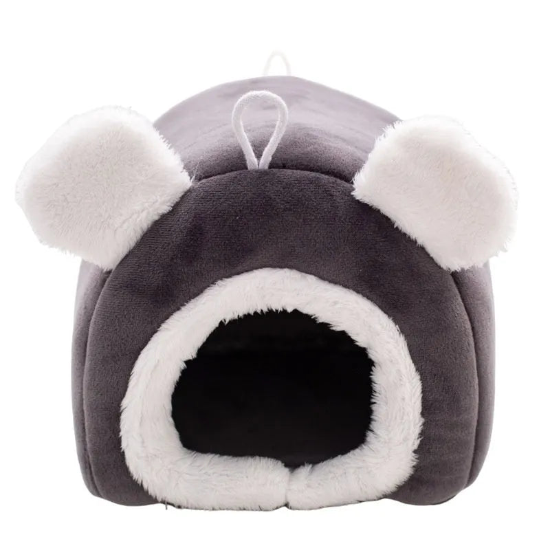 Thick cloth hamster nest bed in grey or orange, 12cm or 15cm cube, winter small pet bed