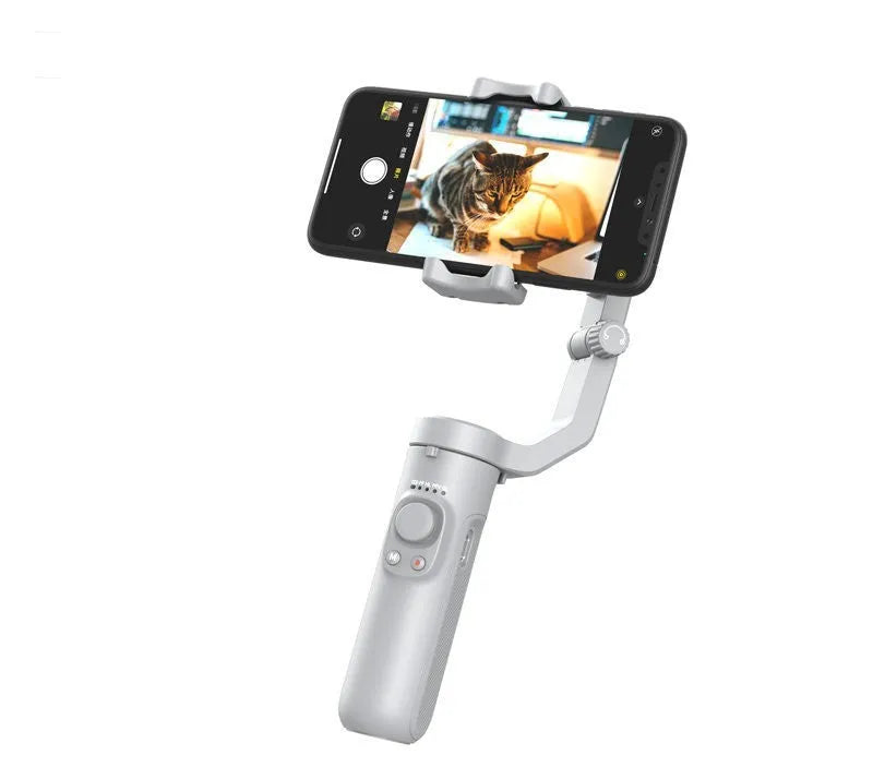 Mobile phone handheld Bluetooth stabiliser with three-axis anti-shaking head and built-in battery
