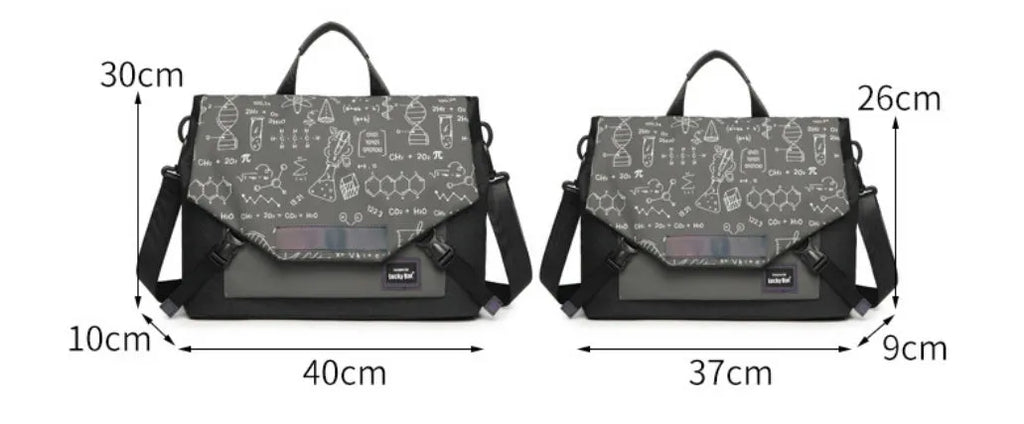 Grey Oxford cloth messenger laptop bag with letter pattern for 16 inch gaming notebook