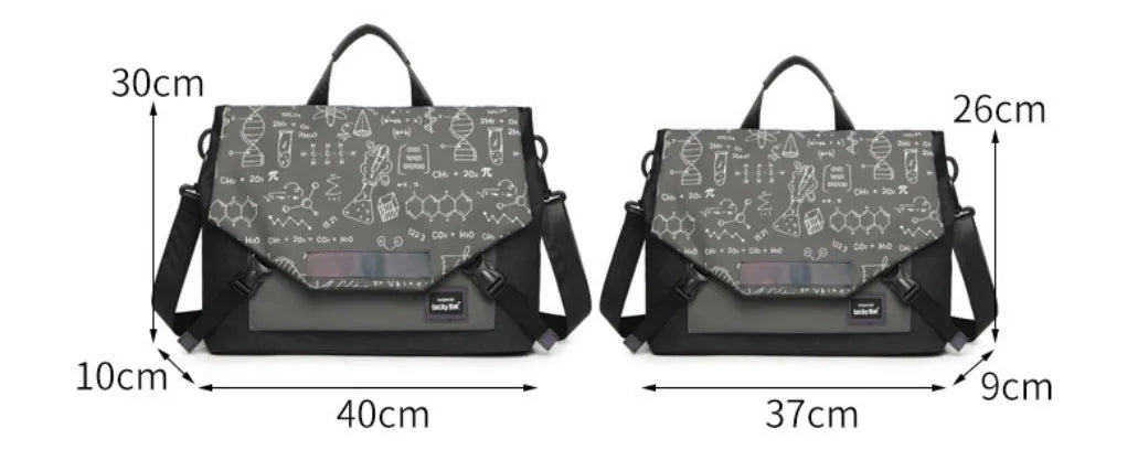 Grey Oxford cloth messenger laptop bag with letter pattern for 16 inch gaming notebook
