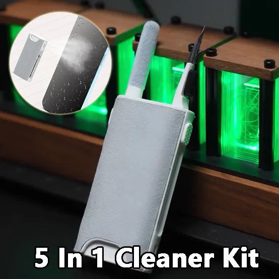 5-in-1 screen cleaner kit with flocking sponge, brush, and metal tip for electronic device cleaning