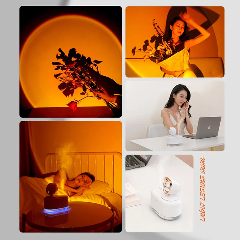 Wireless Sunset Lamp Air Humidifier - 2-in-1 Multifunctional Device