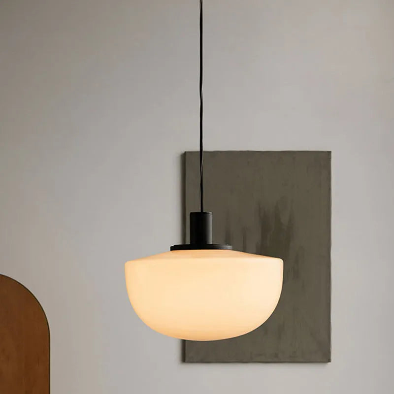 Simple modern milky white glass single-head droplight pendant light with 22cm and 35cm size options