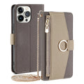 Handmade PU TPU phone shell for Apple iPhone with lanyard bracket and card slot, gray colour