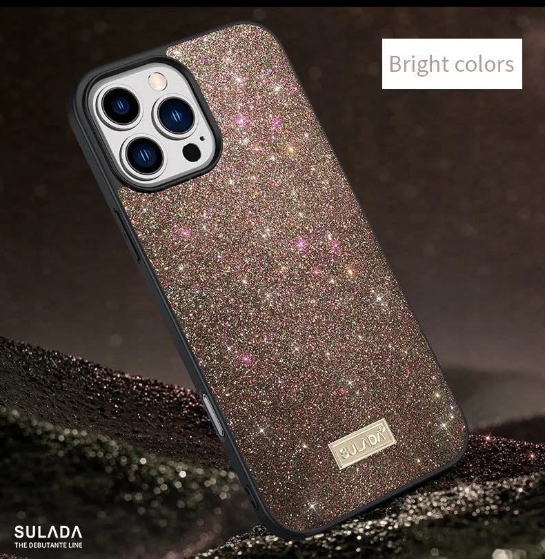 Star Diamond half-wrap phone case for Apple iPhone in Socialite Black colour with glitter finish