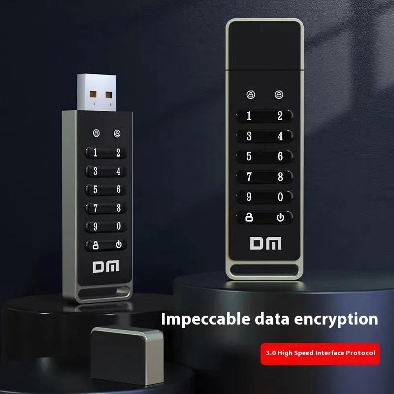 Metal 64GB USB 3.0 flash drive with fingerprint encryption and digital button security