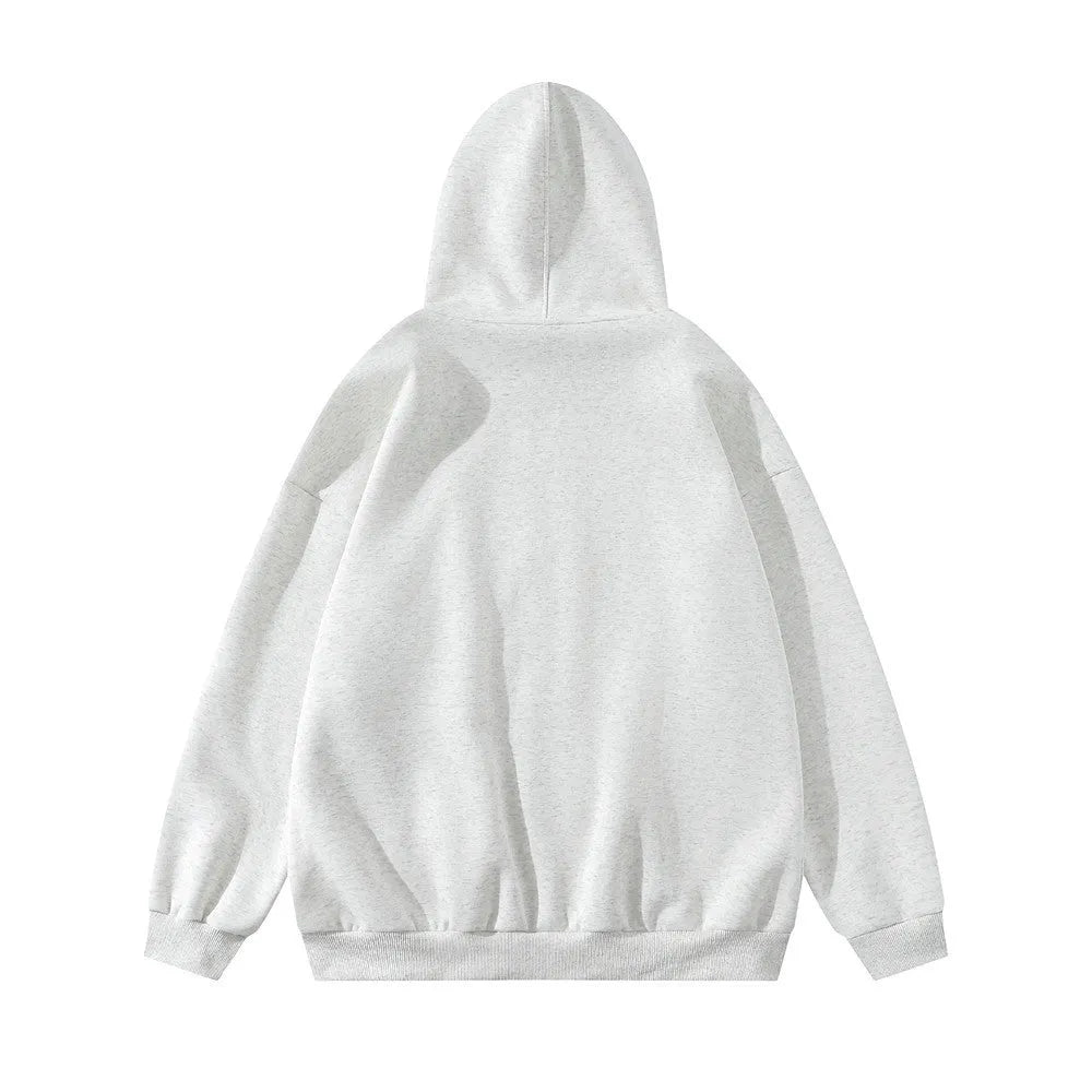 Men's pentagram geometry paste cloth embroidery hooded cardigan sweater in cotton blend loose fit black color