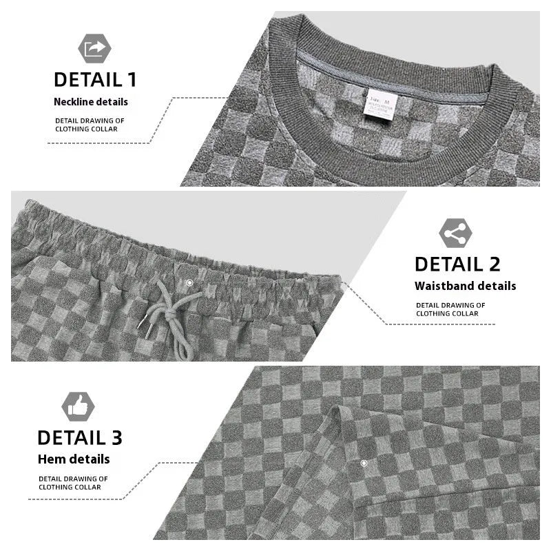 Checkerboard plaid sports shorts in loose fit with straight leg design