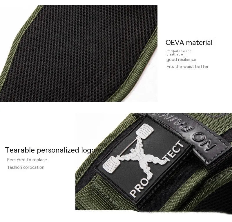 Fitness belt for men in army green with lumbar support design for gym weight equipment use