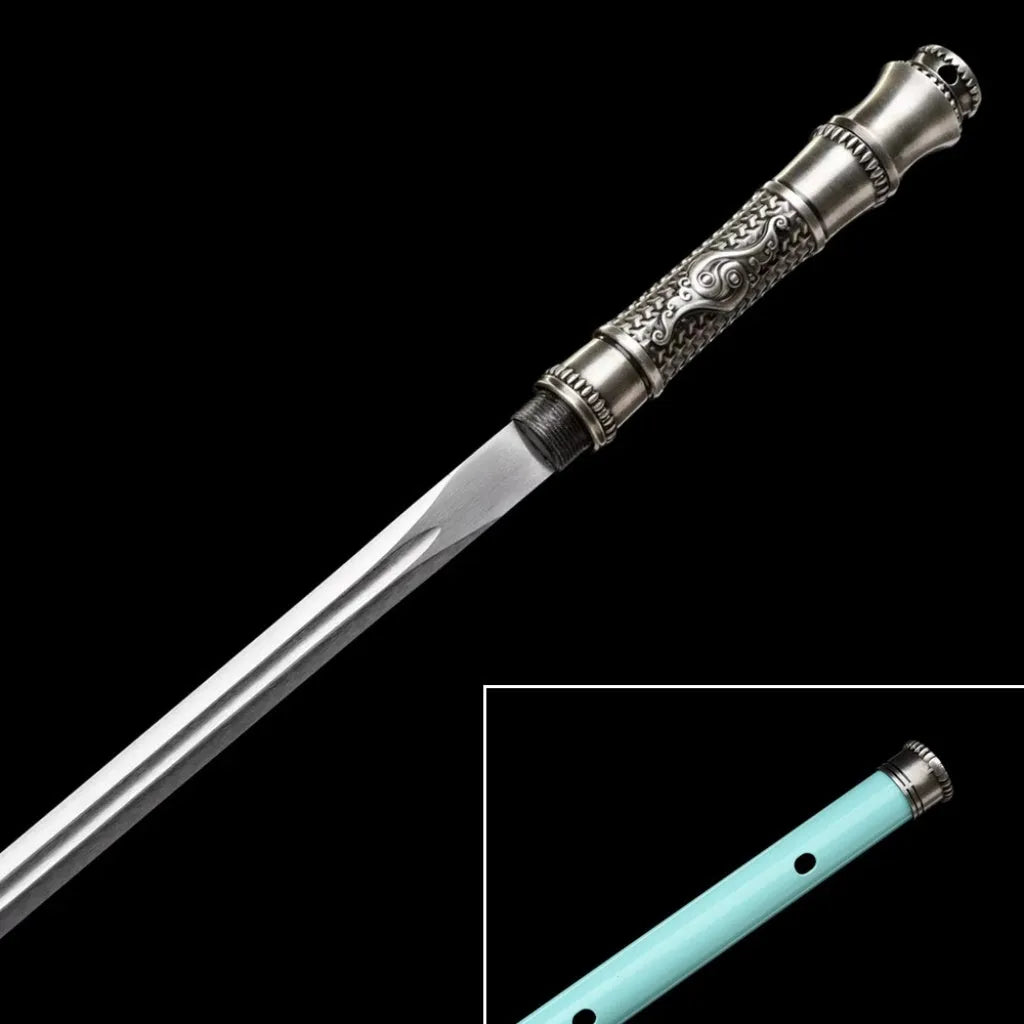 Handmade integrated sword and blade long blade flute sword staff with scabbard and reversible connection