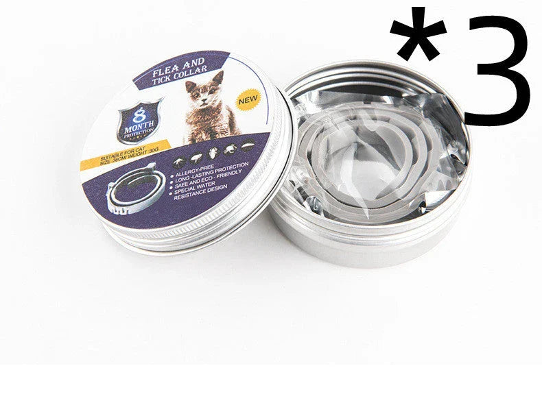 Adjustable insect repellent collar for cats and dogs, made with natural plant-based ingredients to provide up to 8 months of pest protection