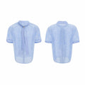 Men's short sleeve T-shirt with tie stitching and metal tassel, loose fit, available in black, white, and blue.