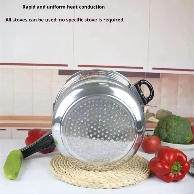 White universal pressure cooker, aluminium alloy uncoated pot, 22cm 5L, gas and induction compatible