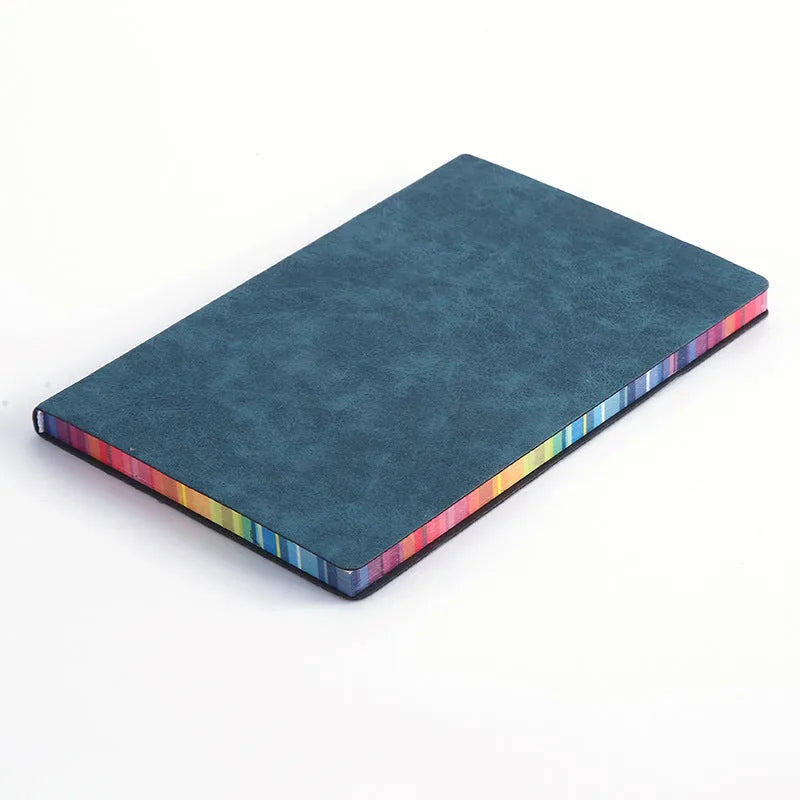 Rainbow side A5 PU leather notebook with lock line binding and 100g Daolin paper