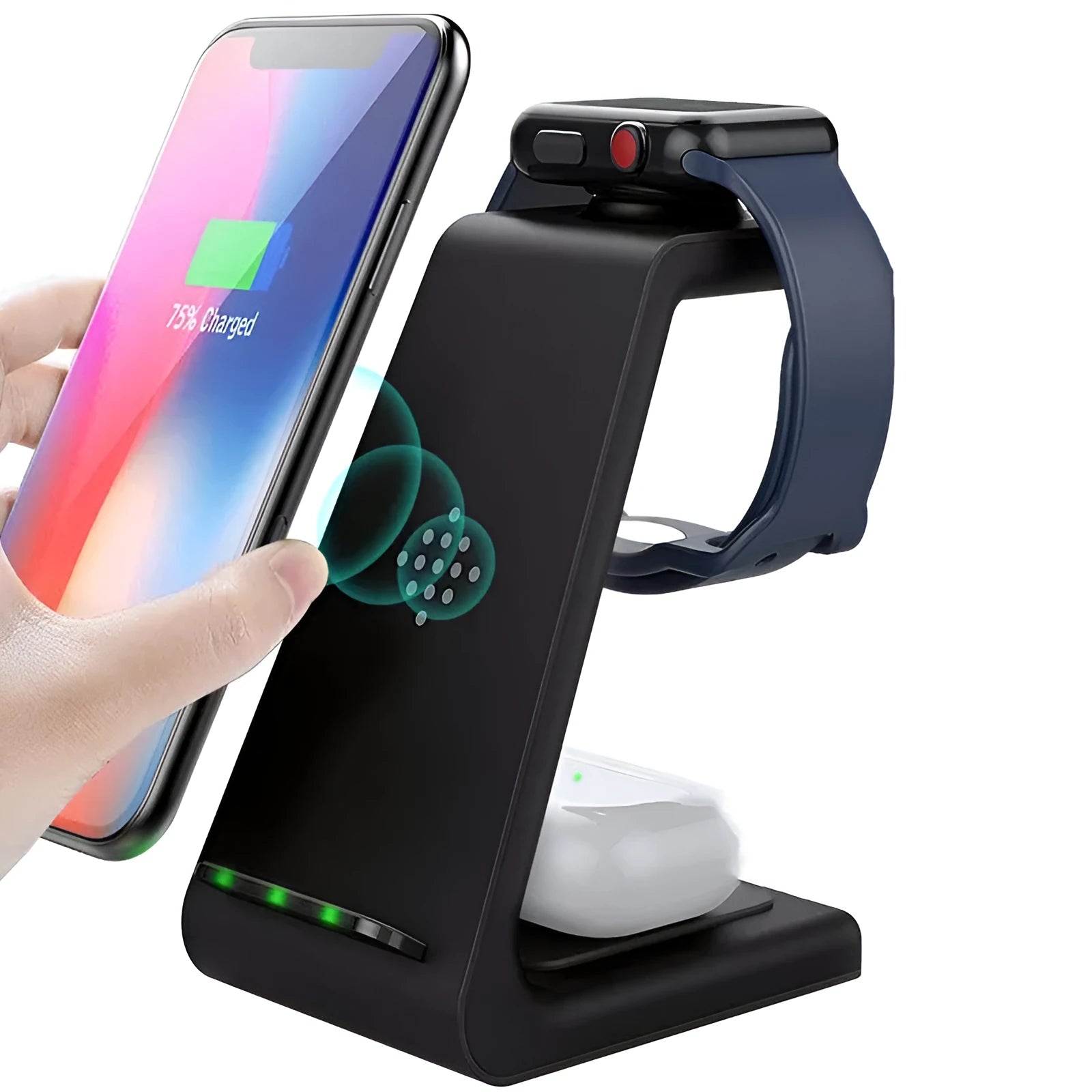 T3 model wireless charging pad in black, white or grey for iPhone and Samsung phones