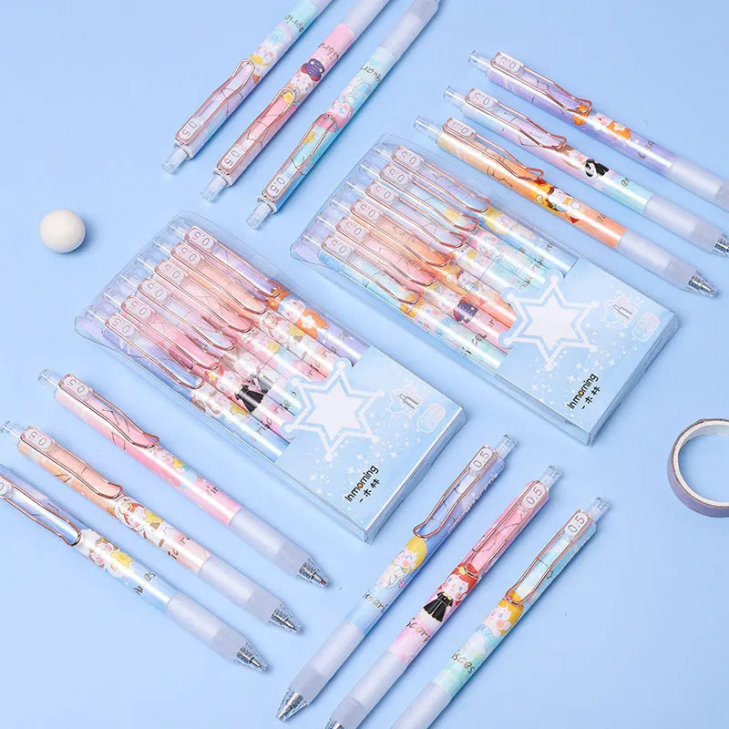 Lisa's Secret Constellation press gel pen set showing zodiac designs with 0.5mm tip