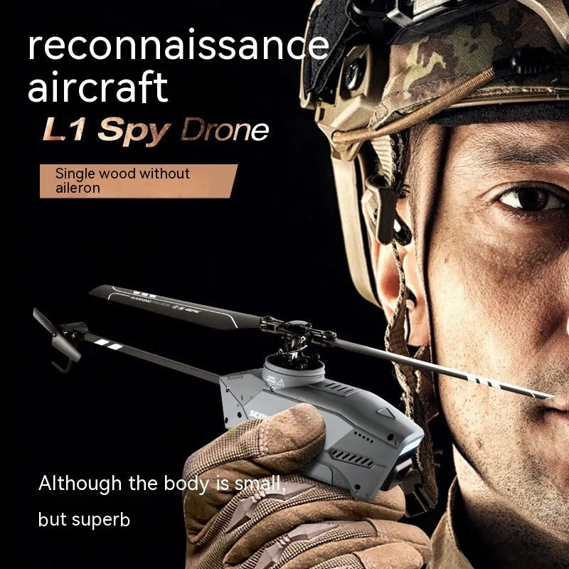 L1 single paddle four-channel helicopter drone with 8K dual camera and optical flow follow system for aerial photography