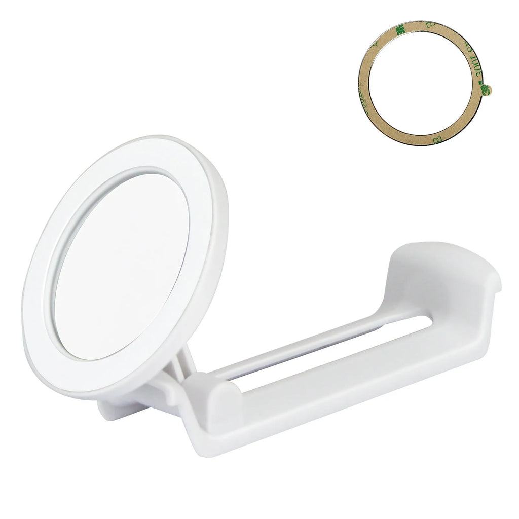 Black universal plastic car cup holder mobile phone mount with phone inserted