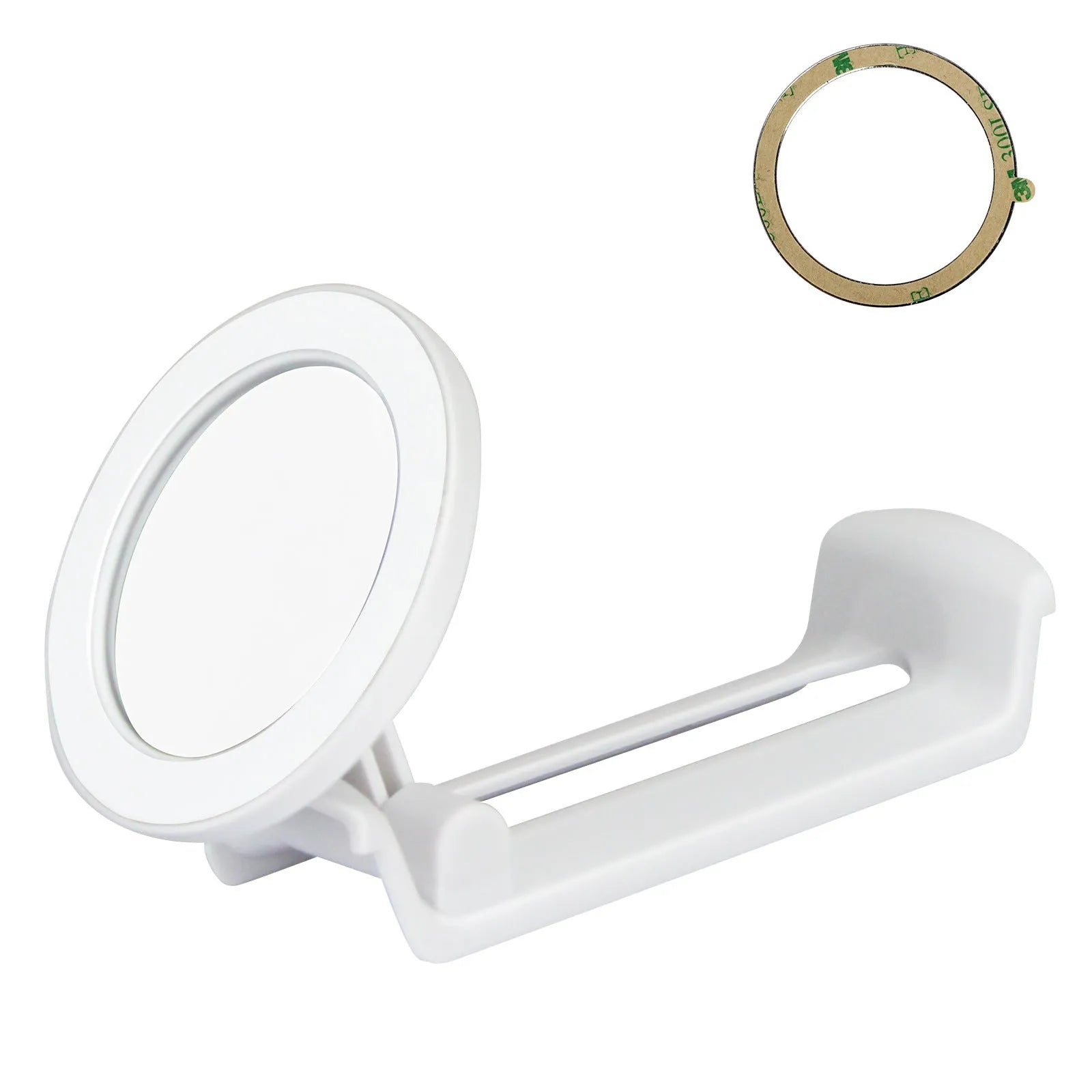Black universal plastic car cup holder mobile phone mount with phone inserted