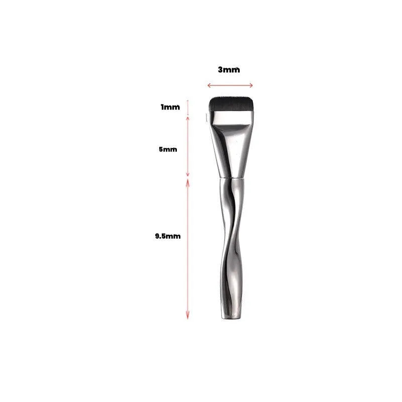 Spiral powder foundation brush with artificial fibre bristles and long plastic handle