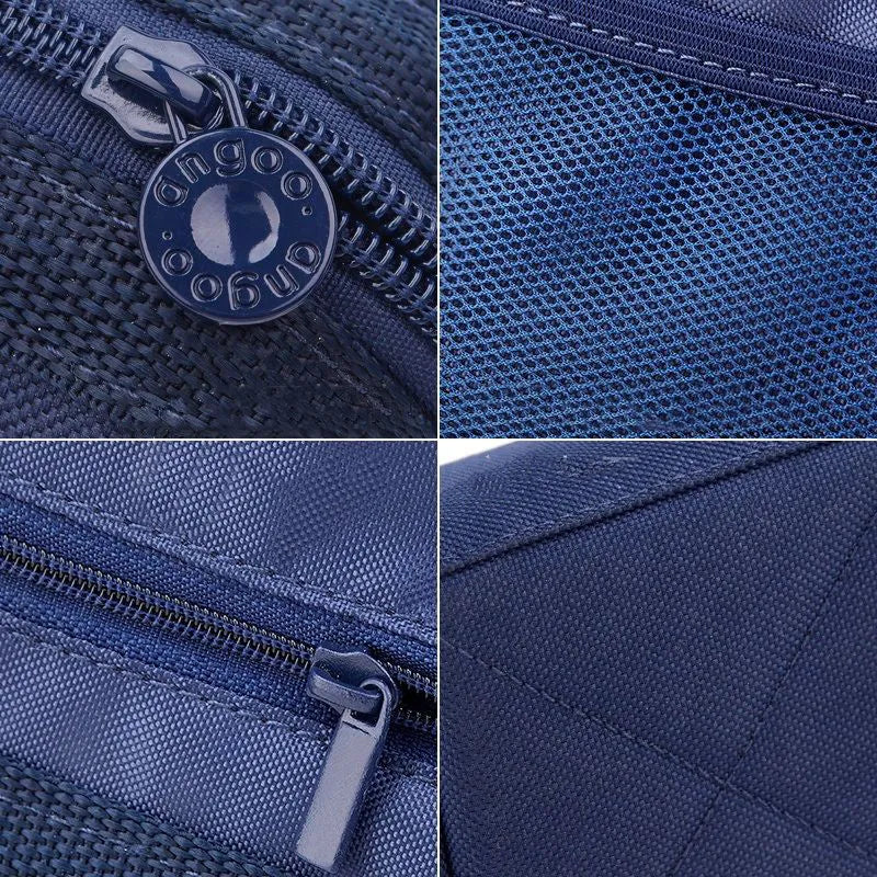 Oxford cloth pencil case with double zipper in black, dark blue and yellow colour options