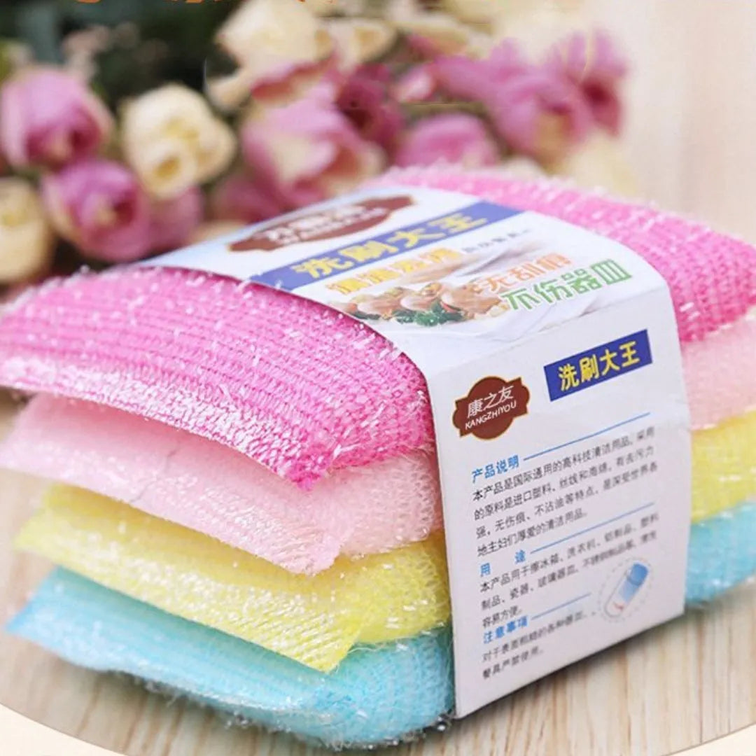 Pinstripe fabric dishwashing sponge mop in macaron mixed colours for wet and dry cleaning