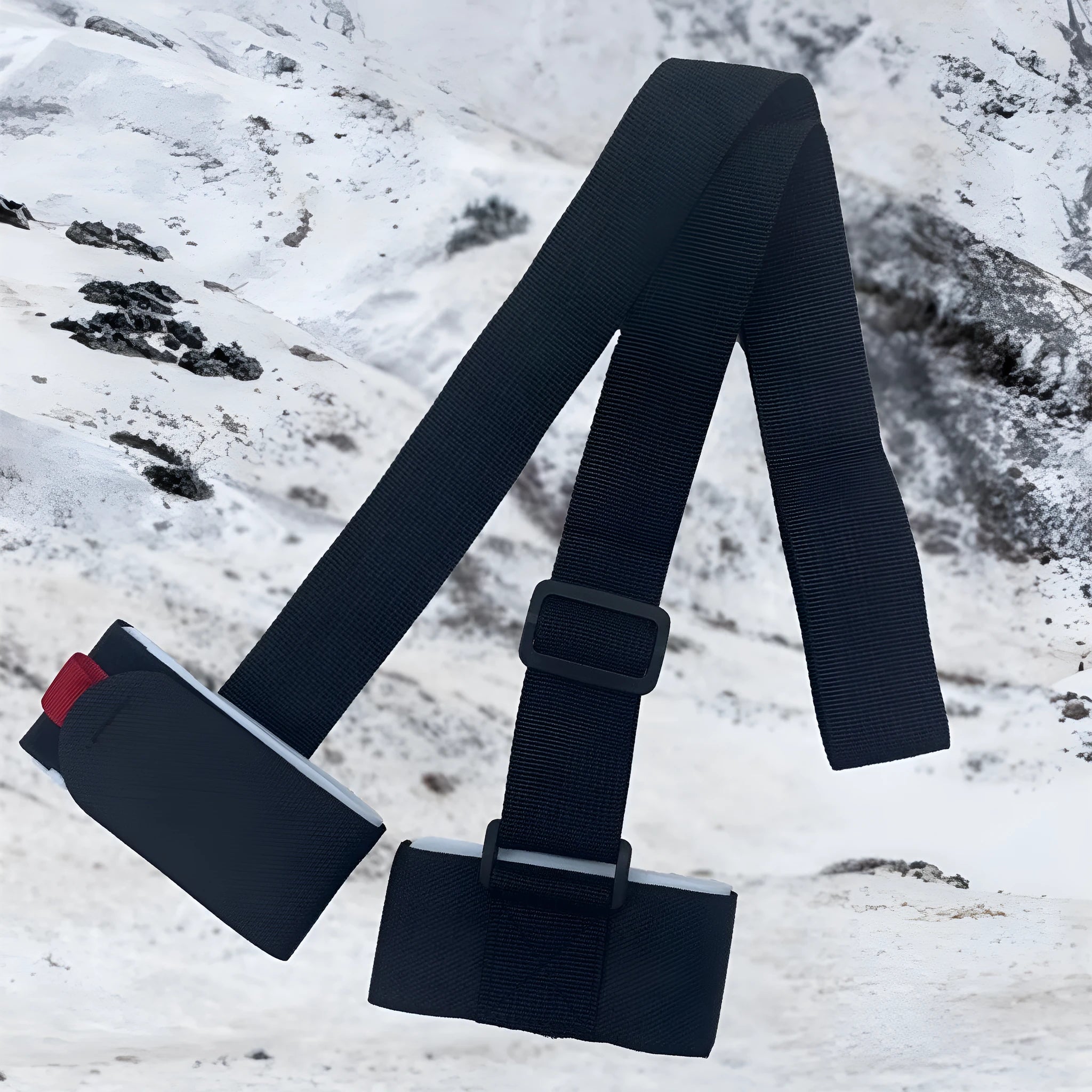 Adjustable shoulder strap for skiing bandage with hook and loop fastening in black, blue, pink or red