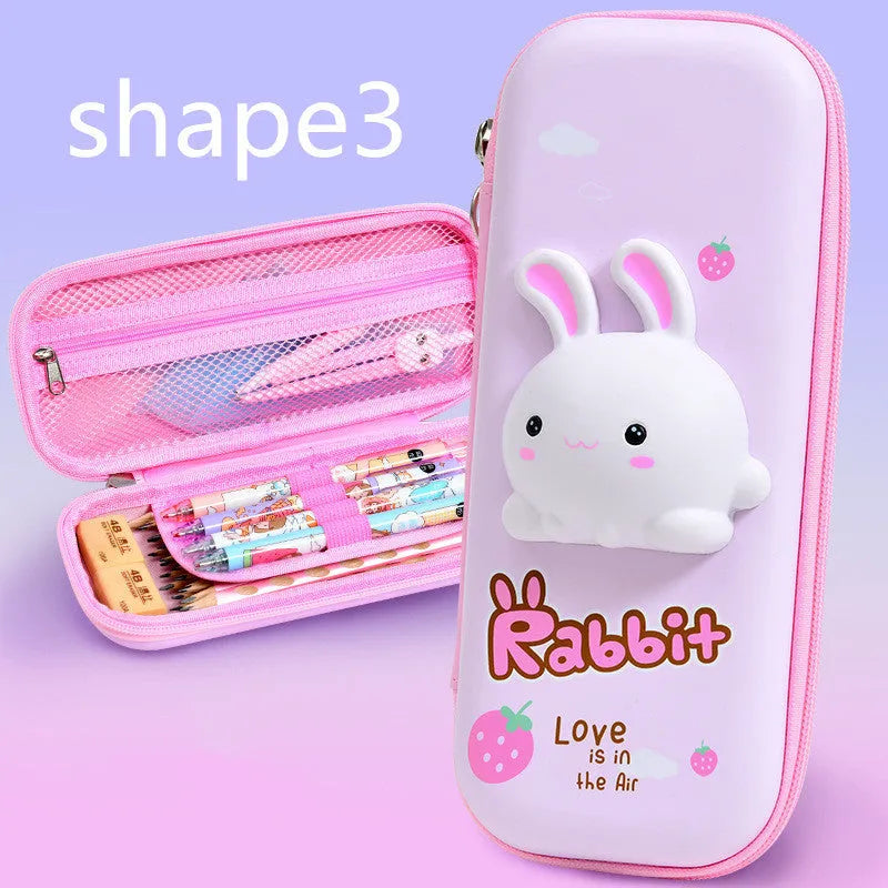 3D decompression pencil case EVA material square design cartoon pattern