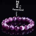 Purple Grandmother Crystal geometric bracelet with polished beads.