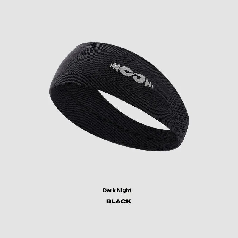 Seamless knitted exercise hair band in classic black, carbon grey, and purplish blue.