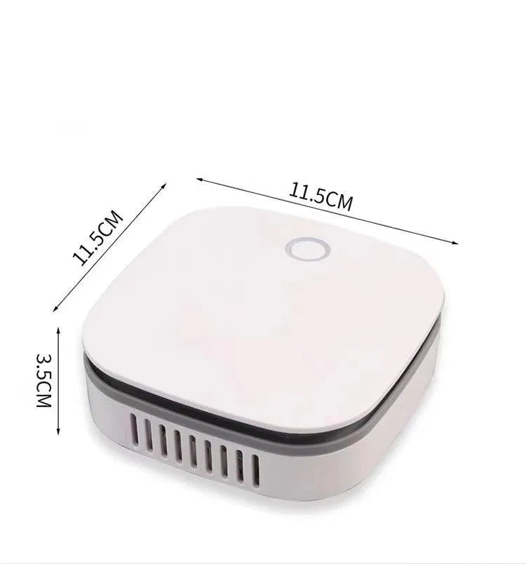 White portable air purifier with USB cable for car and small room use