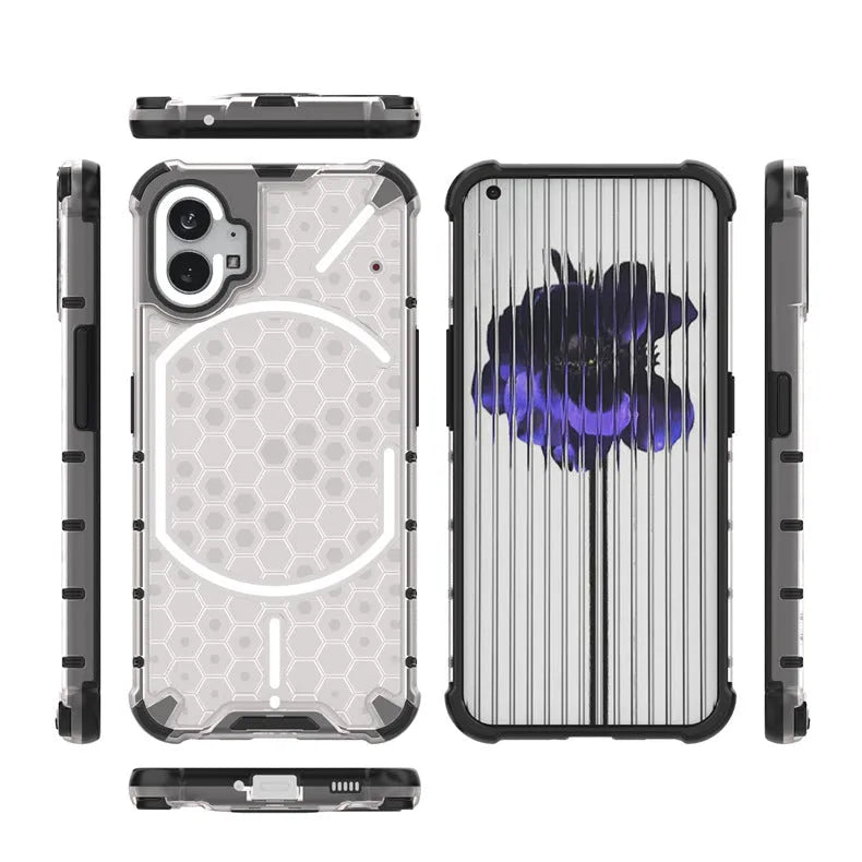 Honeycomb transparent drop-resistant phone case for Nothing Phone 1 and Nothing Phone 2, back cover with anti-fall design