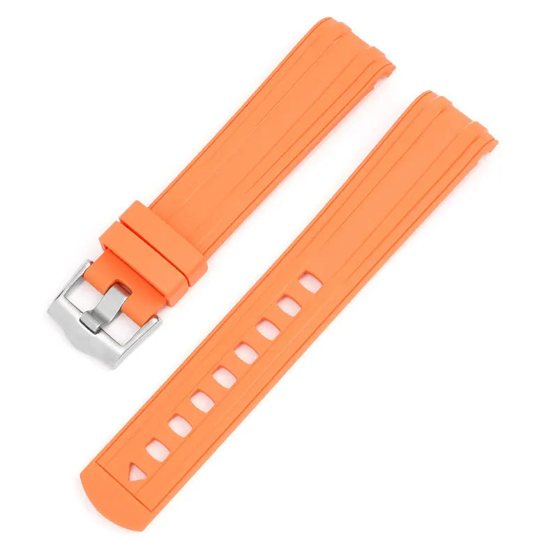 20mm wide watch strap in multiple colours featuring a silver-toned buckle.