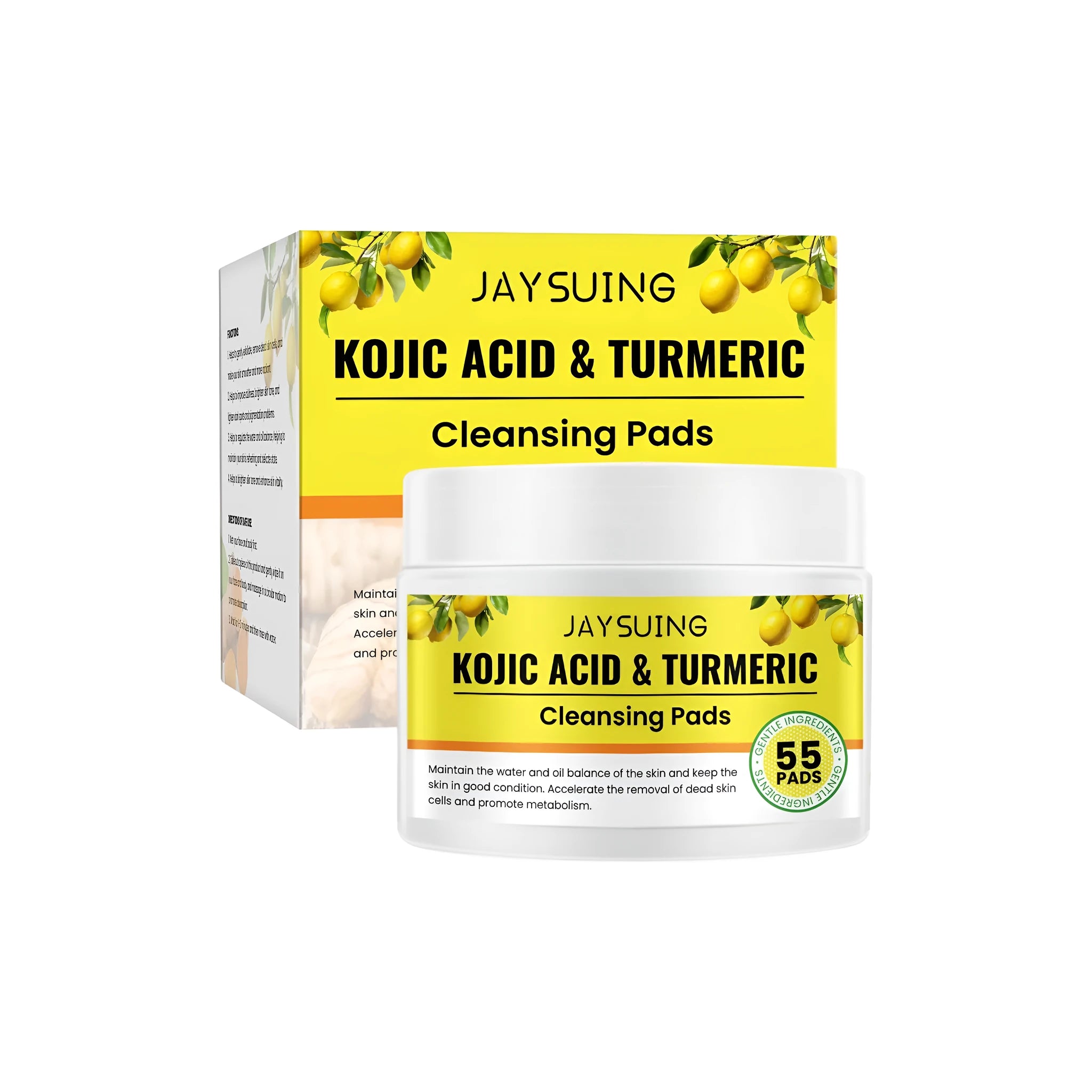 Pack of 55 turmeric and kojic acid facial cleansing pads for oily skin