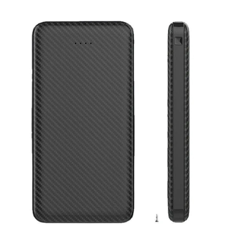 Plastic Shell Portable Power Bank Large Capacity Thin Design with Multi-USB Output Black 139x70x15mm Dual Power Options 10000mAh or 20000mAh High-Capacity Charger
