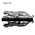 Leopard car perfume ornament made of alloy crystal base plate and resin in gold finish on car dashboard