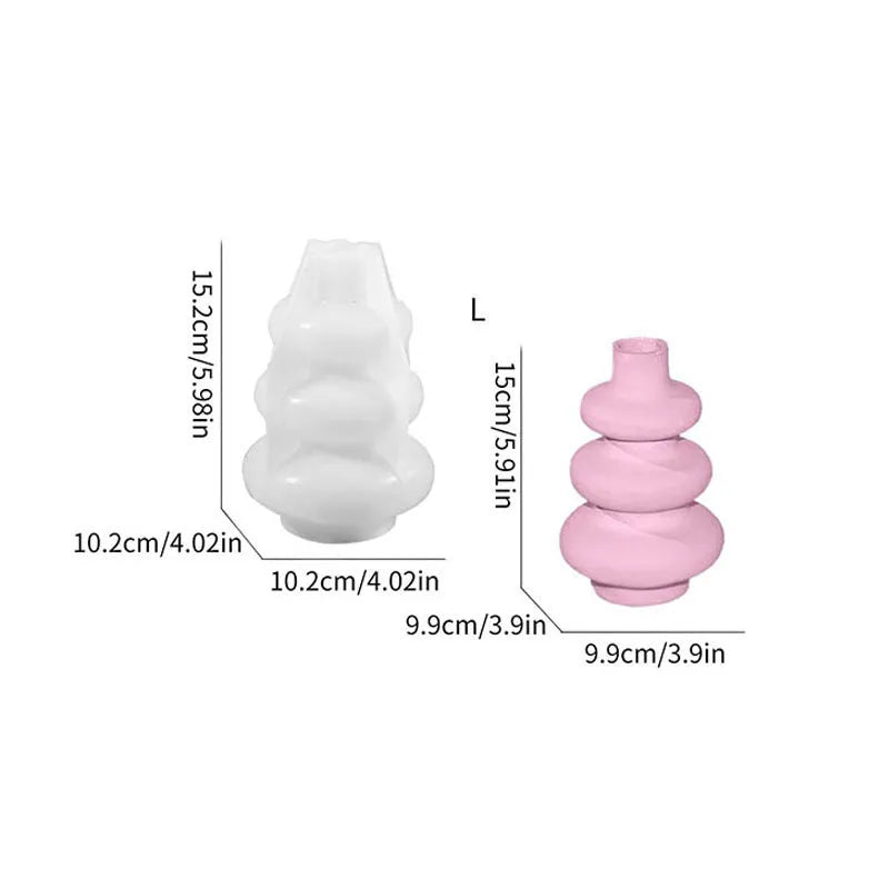 Three-layer circle vase ornament silicone baking mold in irregular shape for cake decorating