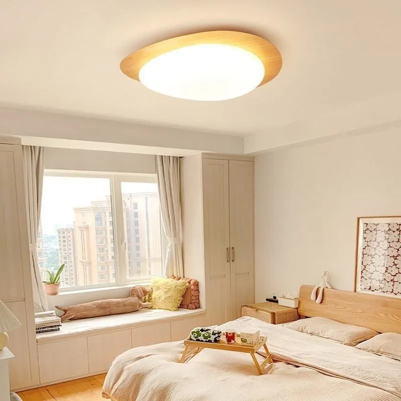 New Chinese style iron ceiling lamp with acrylic shade for bedroom, shown in log colour finish.