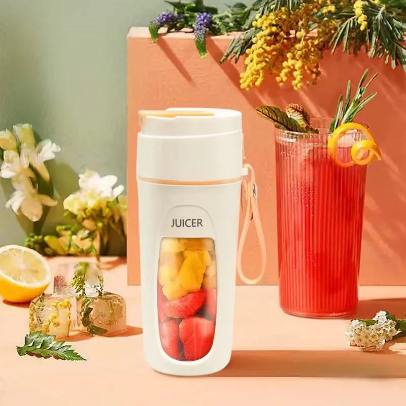 Portable USB electric blender with borosilicate glass liner in fresh orange colour