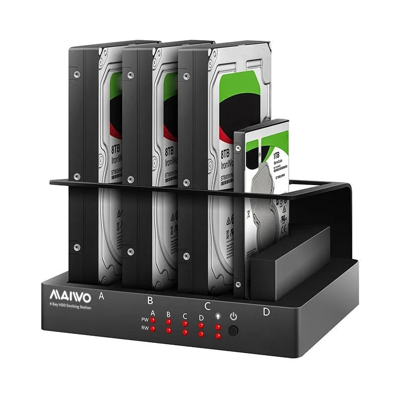 Four-bay 2.5-inch hard drive docking station with ABS and metal construction