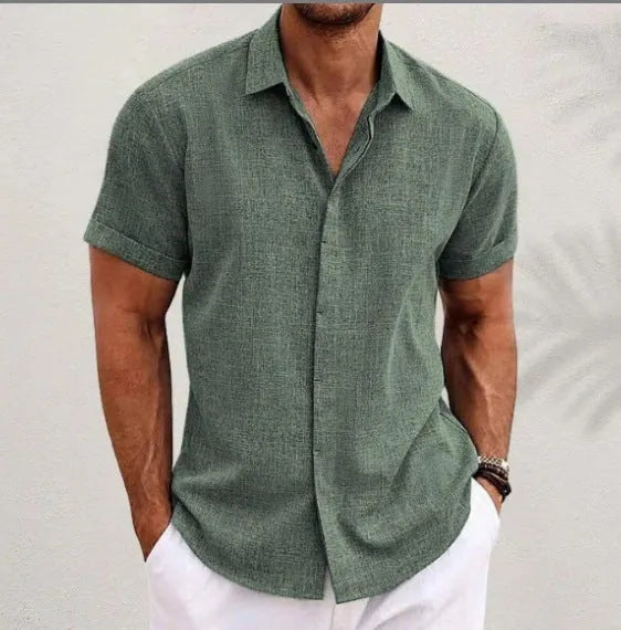 Men's light grey cotton blend lapel cardigan with long sleeves and loose fit for business casual wear