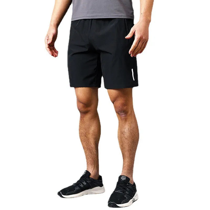 Men's polyester beach casual shorts in solid colour with zippered pocket, Asian sizes M to 8XL, colour Black