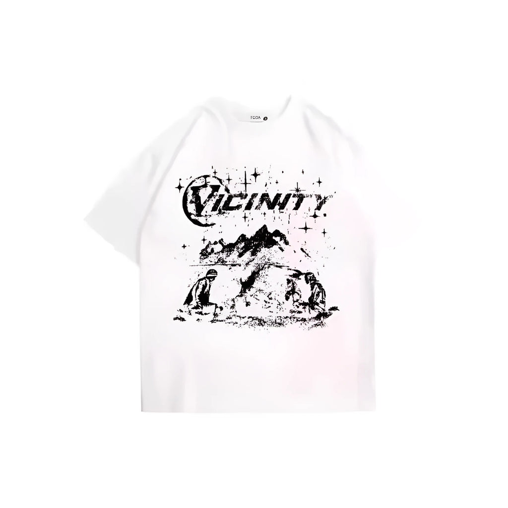 Men's hip hop graphic print t-shirt in retro design on polyester fabric