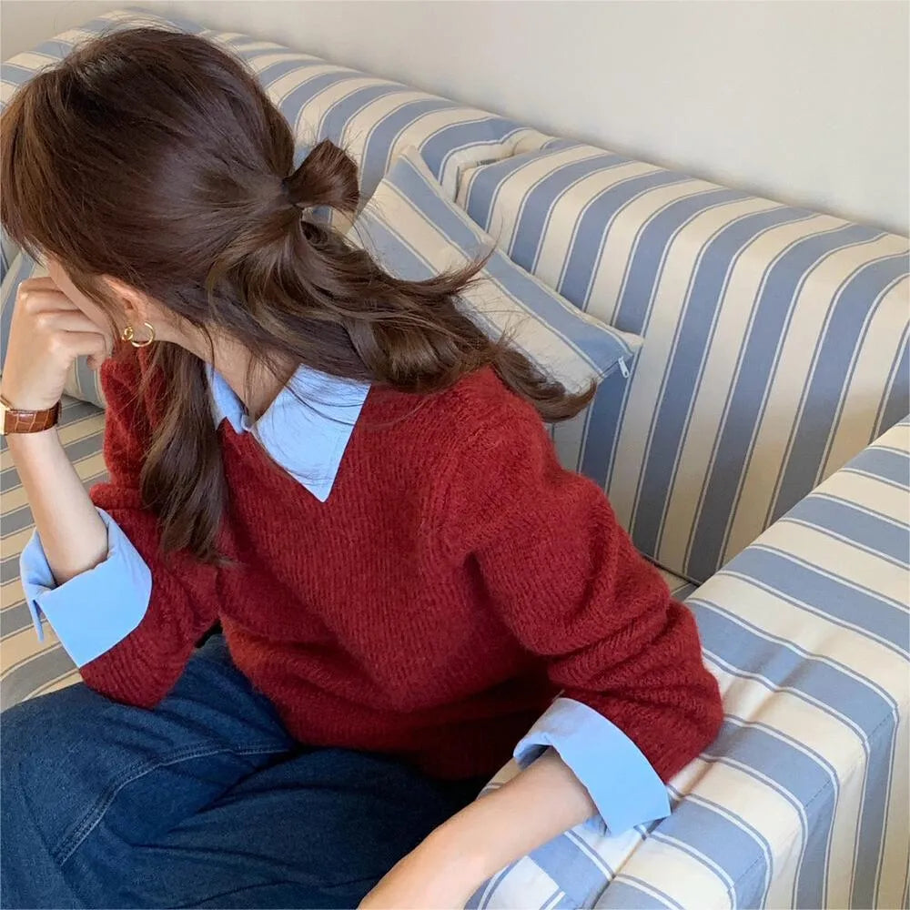 Women's loose fit knitwear top in polyester available in seven solid colours