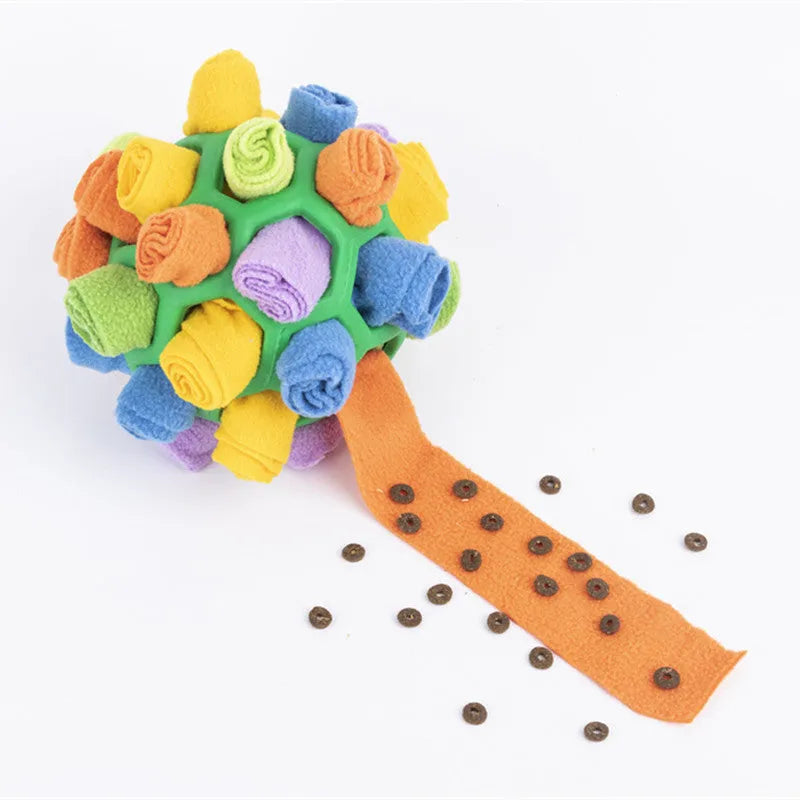 Pets sniff fried ball toy 20cm fleece and TPR rubber bubble surface multiple colour options