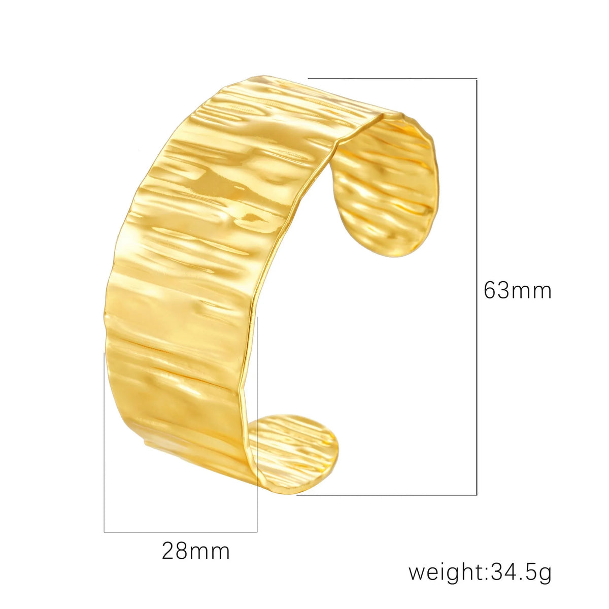 Gold open-ended stainless steel bracelet for women, geometric 13g cuff by Twilight Mountain