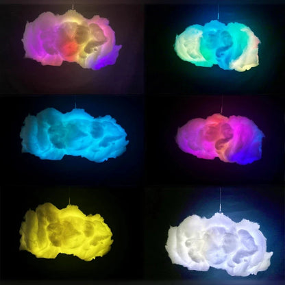 A large, fluffy cotton cloud-shaped ambient light with color-changing LED lights and lightning simulation effects