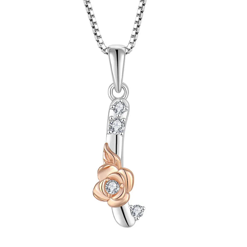 925 sterling silver necklace with English letter B zircon pendant on a collarbone chain