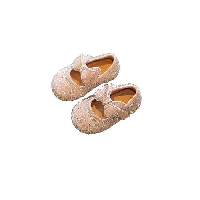 Girls' PU leather pumps with Velcro strap, milky white or pink, sizes 15-25, for 12-36 months