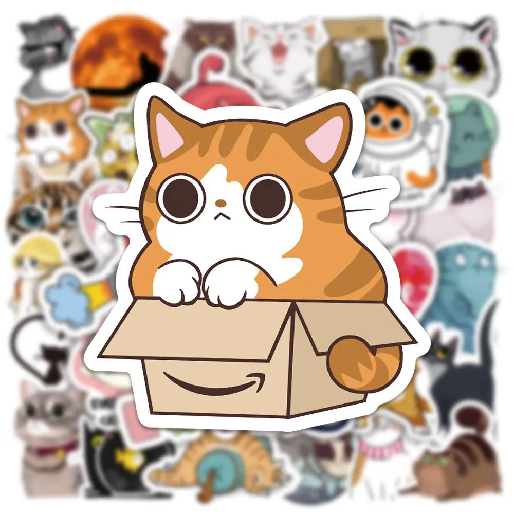 Pack of 50 waterproof PVC decorative stickers, each 4-7cm, for laptops and scooters